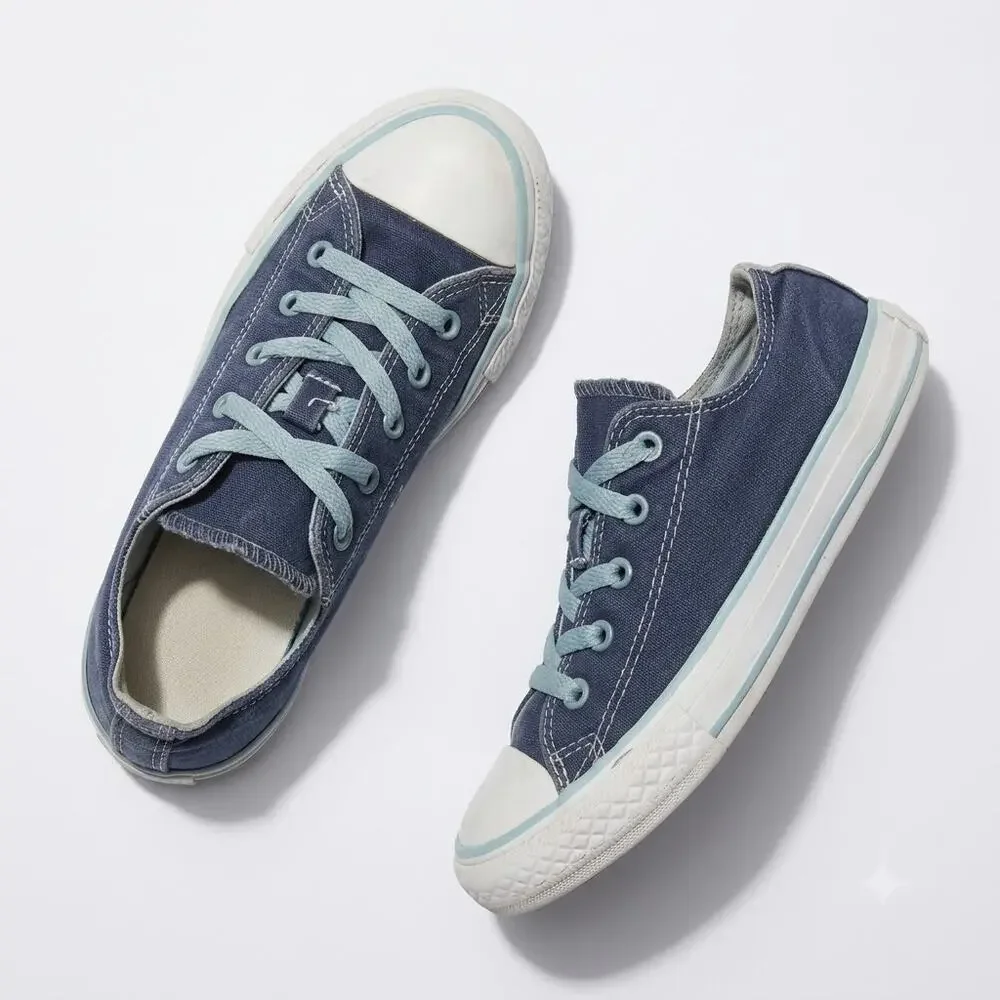 Converse All Star Double Tongue Blue Canvas Blue Low Shoes Junior Youth 1